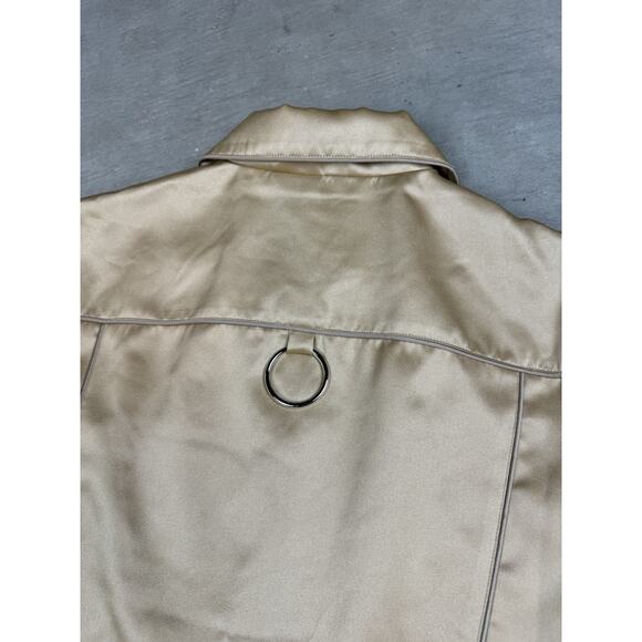 Keiser Clark Silky Copper Satin Trucker Jacket Size Medium Retail $550 - Picture 12 of 15